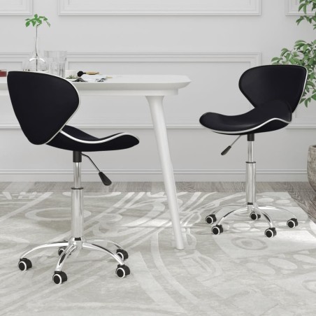 vidaXL Sillas de comedor giratorias 2 unidades cuero sintético negro