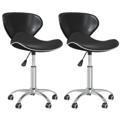 vidaXL Sillas de comedor giratorias 2 unidades cuero sintético negro