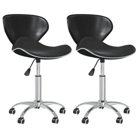 vidaXL Sillas de comedor giratorias 2 unidades cuero sintético negro