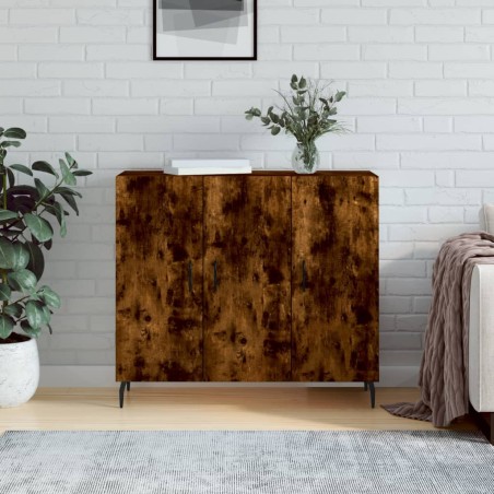 vidaXL Aparador de madera de ingeniería roble ahumado 90x34x80 cm