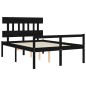 vidaXL Cama para personas mayores con cabecero madera maciza negro