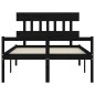 vidaXL Cama para personas mayores con cabecero madera maciza negro