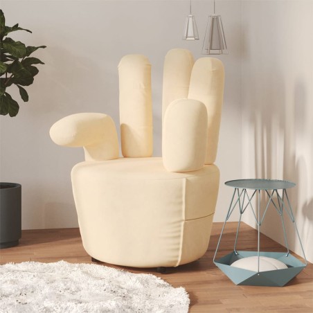 vidaXL Sillón con forma de mano de terciopelo crema