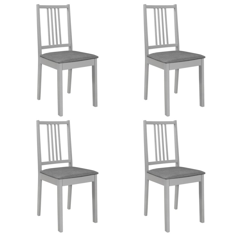 vidaXL Sillas de comedor con cojines de madera maciza gris 4 unidades vidaXL Sillas de comedor con cojines de madera maciza gris 4 unidades