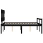 vidaXL Cama para personas mayores con cabecero madera maciza negro