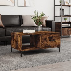 vidaXL Mesa de centro madera contrachapada roble ahumado 90x50x40 cm