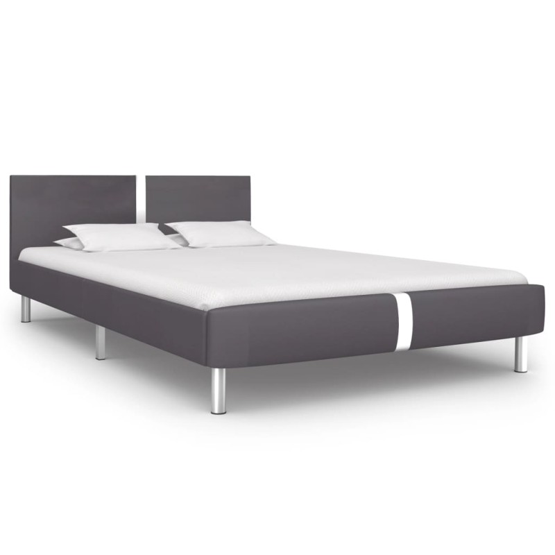 vidaXL Estructura de cama de cuero sintético gris 140x200 cm vidaXL Estructura de cama de cuero sintético gris 140x200 cm