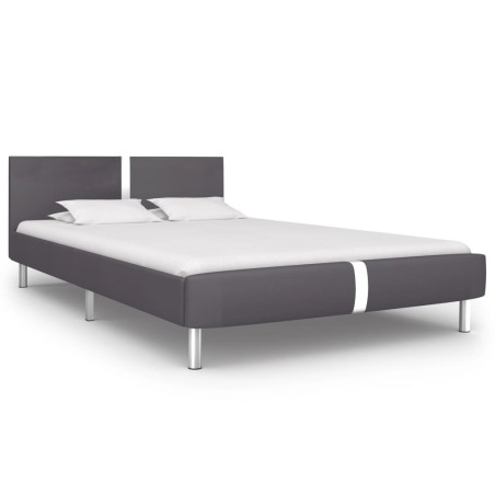 vidaXL Estructura de cama de cuero sintético gris 140x200 cm