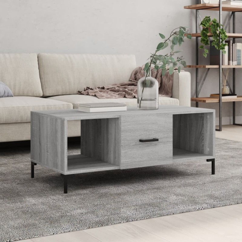 vidaXL Mesa de centro madera contrachapada gris Sonoma 102x50x40 cm vidaXL Mesa de centro madera contrachapada gris Sonoma 102x50x40 cm