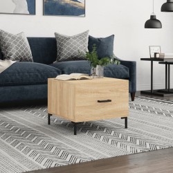 vidaXL Mesa de centro madera contrachapada roble Sonoma 50x50x40 cm