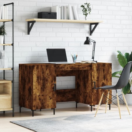 vidaXL Escritorio madera de ingeniería roble ahumado 140x50x75 cm