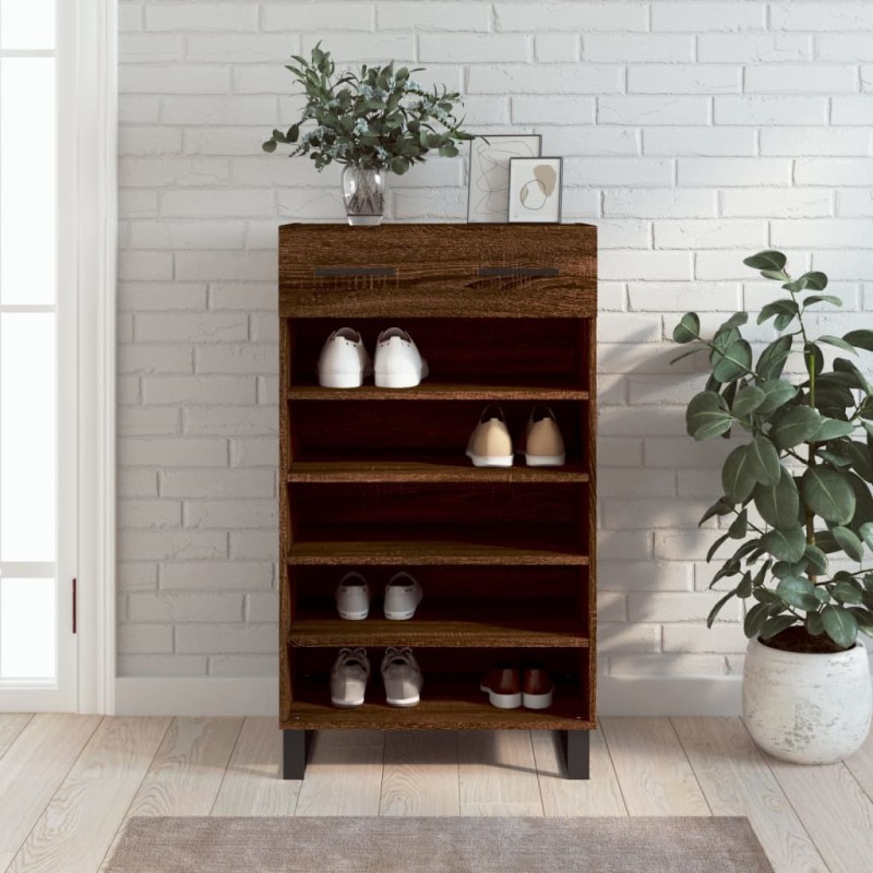 vidaXL Zapatero madera de ingeniería roble marrón 60x35x105 cm