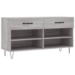 vidaXL Banco zapatero madera de ingeniería gris Sonoma 102x35x55 cm