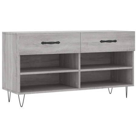 vidaXL Banco zapatero madera de ingeniería gris Sonoma 102x35x55 cm