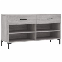 vidaXL Banco zapatero madera de ingeniería gris Sonoma 102x35x55 cm