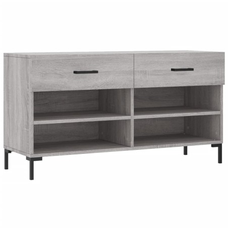vidaXL Banco zapatero madera de ingeniería gris Sonoma 102x35x55 cm