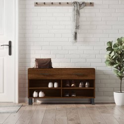 vidaXL Banco zapatero madera de ingeniería marrón roble 102x35x55 cm