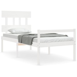 vidaXL Cama personas mayores cabecero madera maciza blanco 100x200 cm