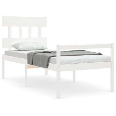 vidaXL Cama personas mayores cabecero madera maciza blanco 100x200 cm