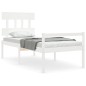 vidaXL Cama personas mayores cabecero madera maciza blanco 100x200 cm vidaXL Cama personas mayores cabecero madera maciza blanco 100x200 cm