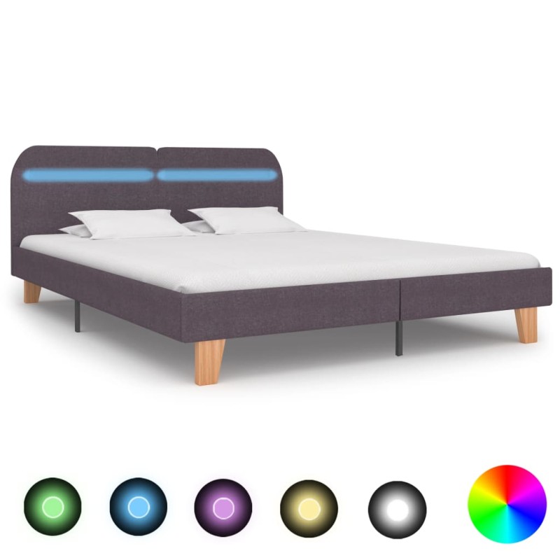vidaXL Estructura de cama con LED tela gris topo 180x200 cm vidaXL Estructura de cama con LED tela gris topo 180x200 cm