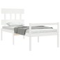 vidaXL Cama personas mayores cabecero madera maciza blanco 100x200 cm vidaXL Cama personas mayores cabecero madera maciza blanco 100x200 cm