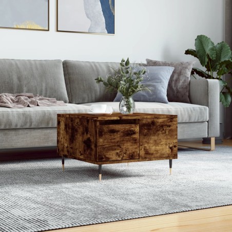 vidaXL Mesa de centro madera contrachapada roble ahumado 55x55x36,5 cm