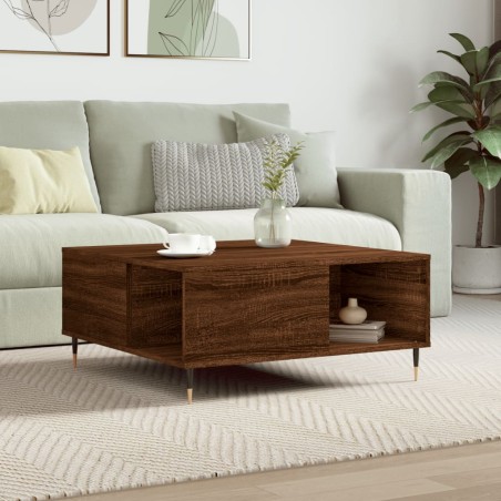 vidaXL Mesa de centro madera contrachapada roble marrón 80x80x36,5 cm