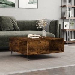 vidaXL Mesa de centro madera contrachapada roble ahumado 80x80x36,5 cm