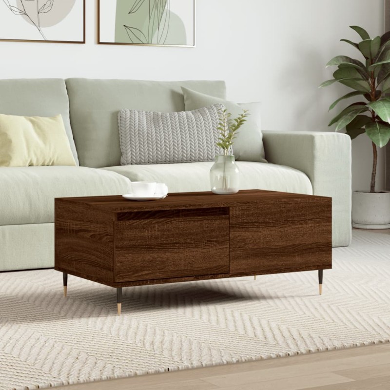 vidaXL Mesa de centro madera contrachapada marrón roble 90x50x36,5 cm vidaXL Mesa de centro madera contrachapada marrón roble 90x50x36,5 cm