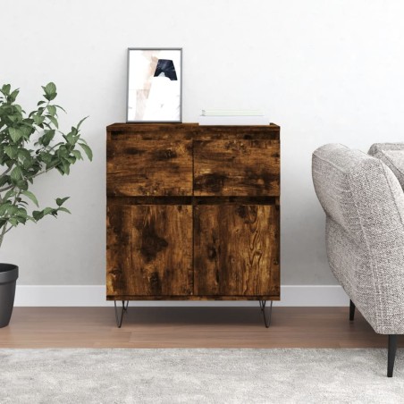 vidaXL Aparador madera contrachapada color roble ahumado 60x35x70 cm