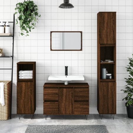 vidaXL Mueble de baño madera de ingeniería roble marrón 80x33x60 cm