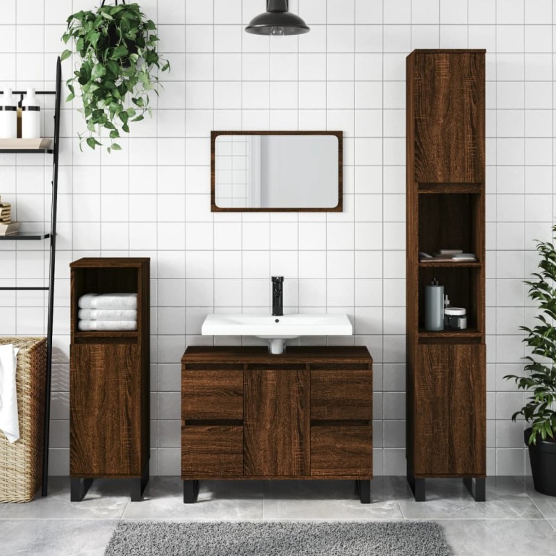 vidaXL Mueble de baño madera de ingeniería roble marrón 80x33x60 cm vidaXL Mueble de baño madera de ingeniería roble marrón 80x33x60 cm