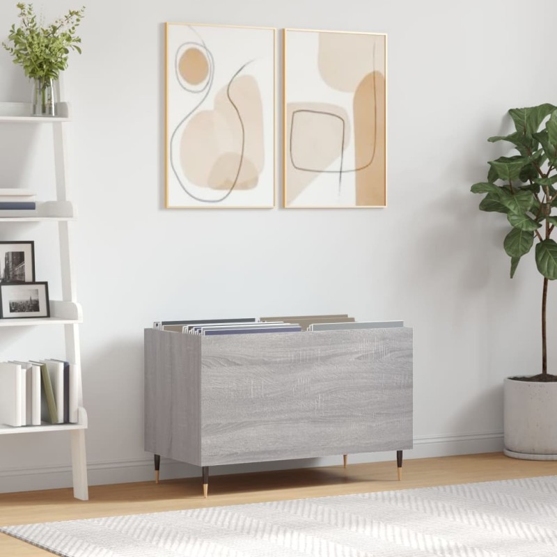 vidaXL Mueble discos madera contrachapada gris sonoma 74,5x38x48 cm vidaXL Mueble discos madera contrachapada gris sonoma 74,5x38x48 cm