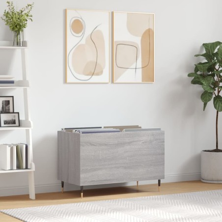 vidaXL Mueble discos madera contrachapada gris sonoma 74,5x38x48 cm