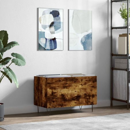 vidaXL Mueble discos madera contrachapada roble ahumado 74,5x38x48 cm