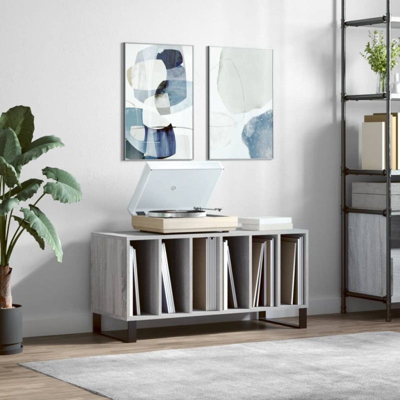 vidaXL Mueble para discos madera contrachapada gris Sonoma 100x38x48cm vidaXL Mueble para discos madera contrachapada gris Sonoma 100x38x48cm