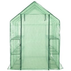 vidaXL Invernadero accesible con 12 estantes acero 143x214x196 cm