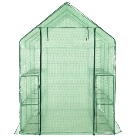 vidaXL Invernadero accesible con 12 estantes acero 143x214x196 cm