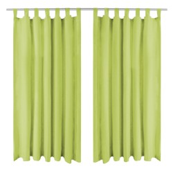 vidaXL Cortinas de micro-raso con bucles 2 unidades 140x245 cm verde