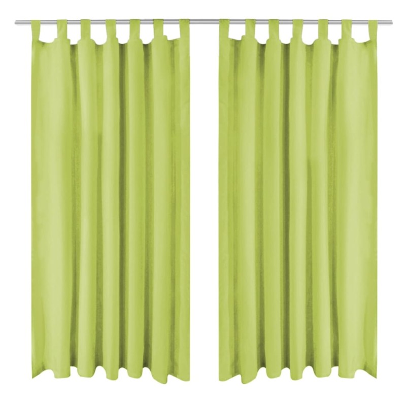 vidaXL Cortinas de micro-raso con bucles 2 unidades 140x245 cm verde vidaXL Cortinas de micro-raso con bucles 2 unidades 140x245 cm verde