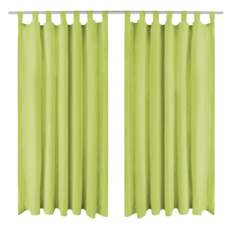 vidaXL Cortinas de micro-raso con bucles 2 unidades 140x245 cm verde