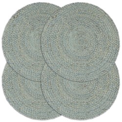 vidaXL Manteles individuales redondos 4 uds yute verde oliva liso 38cm