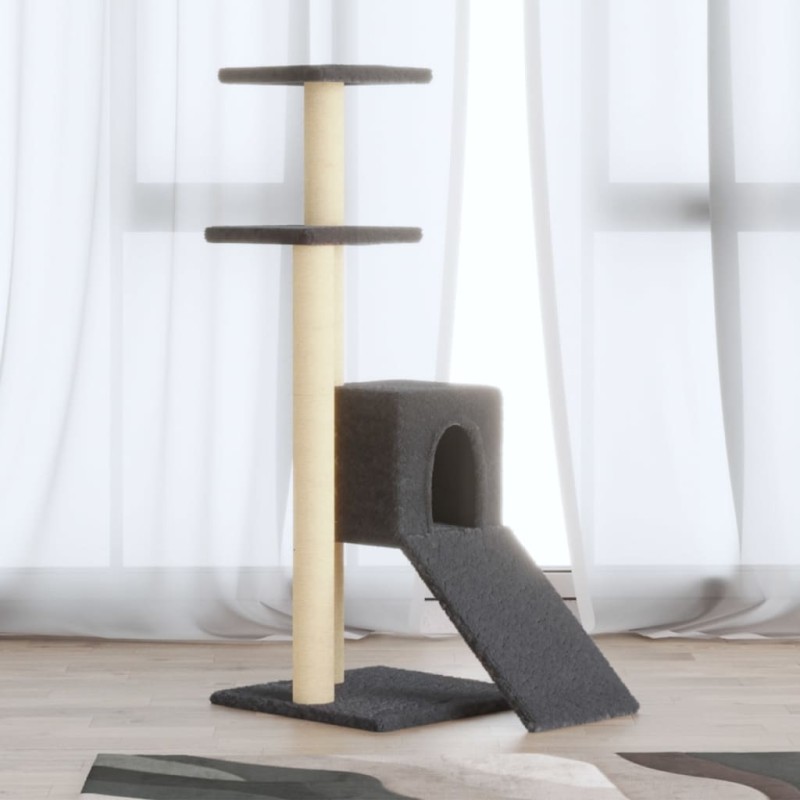 vidaXL Rascador para gatos con postes de sisal gris oscuro 92 cm