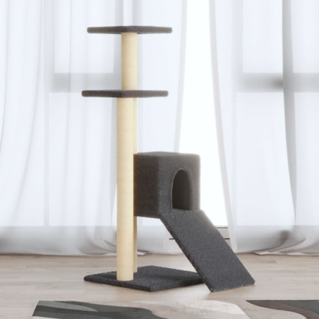 vidaXL Rascador para gatos con postes de sisal gris oscuro 92 cm