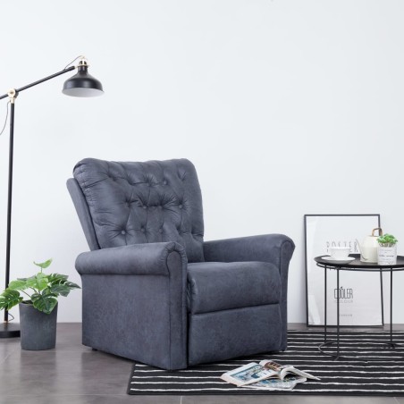 vidaXL Sillón reclinable de piel de ante artificial gris