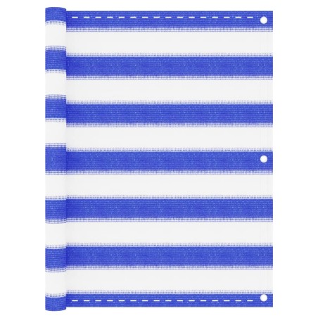 vidaXL Toldo para balcón HDPE azul y blanco 75x300 cm