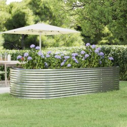 vidaXL Jardinera arriate acero recubrimiento polvo plata 291x140x68 cm