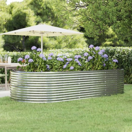 vidaXL Jardinera arriate acero recubrimiento polvo plata 291x140x68 cm