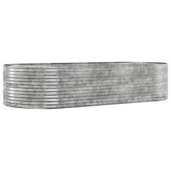 vidaXL Jardinera arriate acero recubrimiento polvo plata 291x140x68 cm